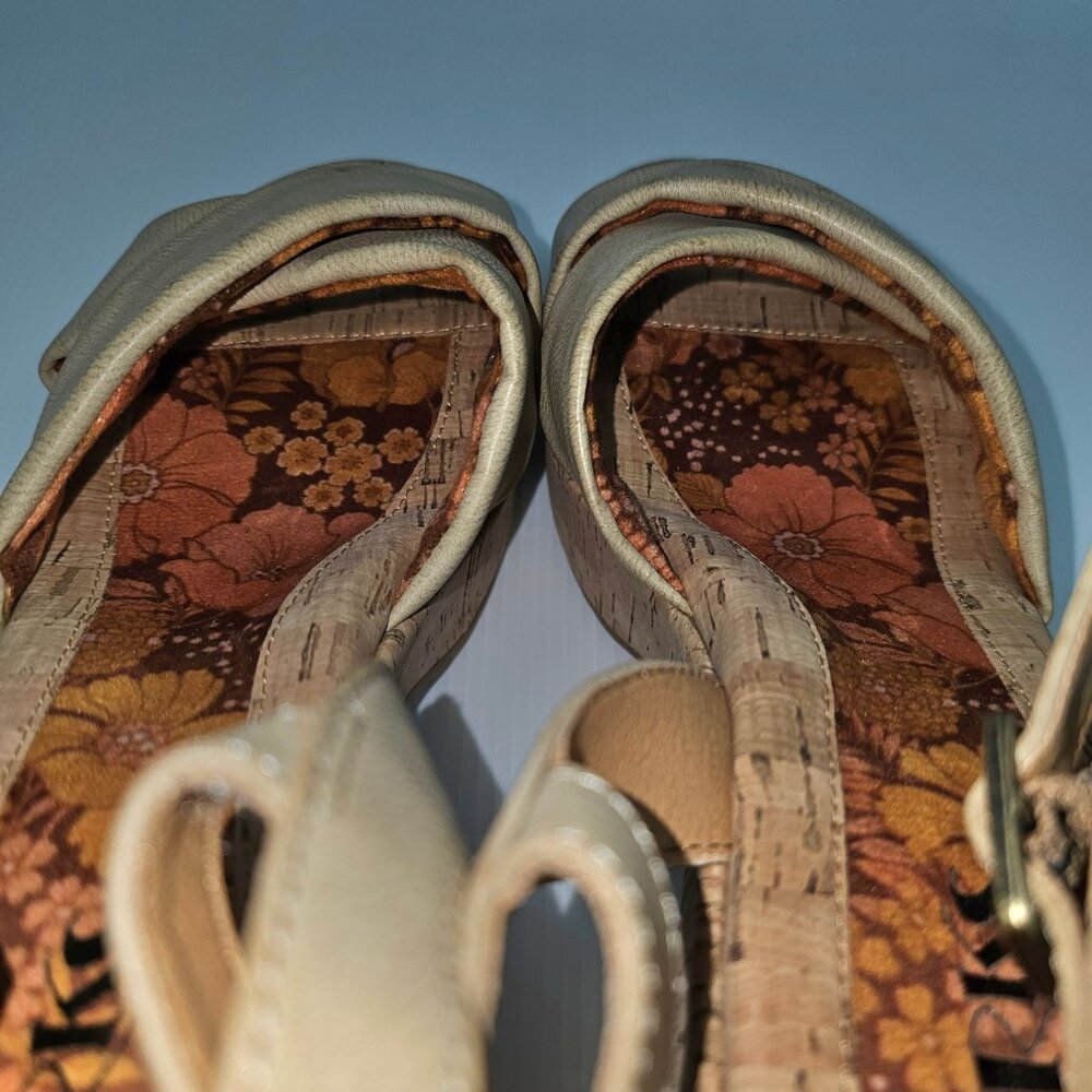 Korks By Kork Ease Calda Platform Sandal Women 10 Beige Cork Chunky Heel Y2K NEW - Picture 10 of 13